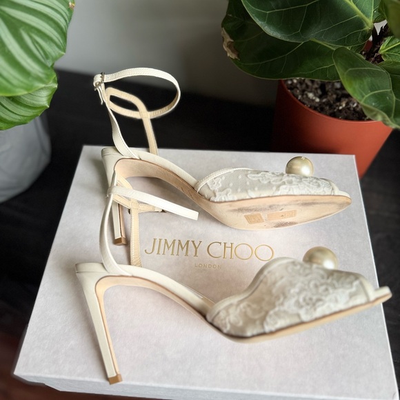 Jimmy Choo White Lace Heels - Picture 6 of 8